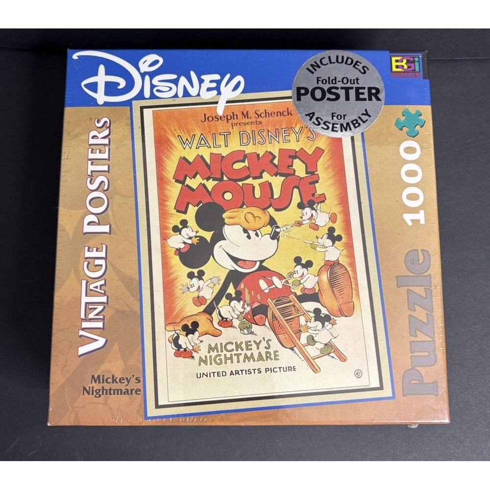 Disney Vintage Posters Mickeys Nightmare Puzzle Buffalo Games 1000 Pcs NEW